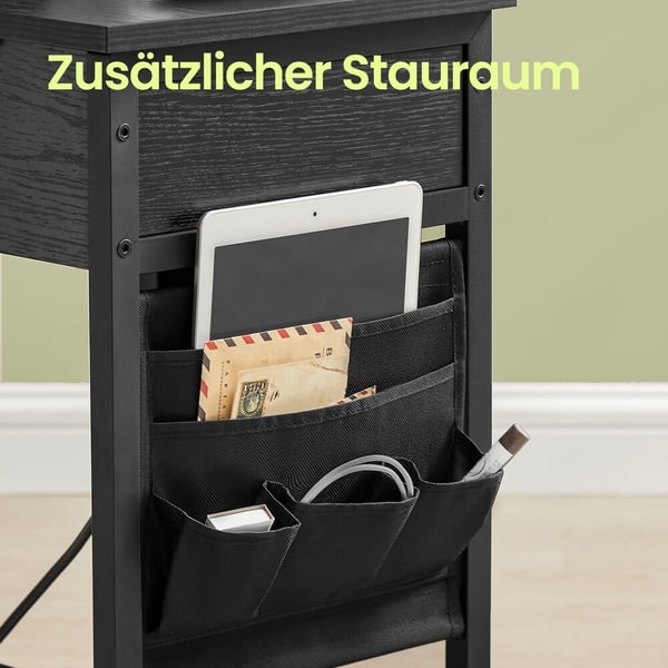 Sidebord 60x31,5x60 cm sort, sammenklappeligt, opbevaring