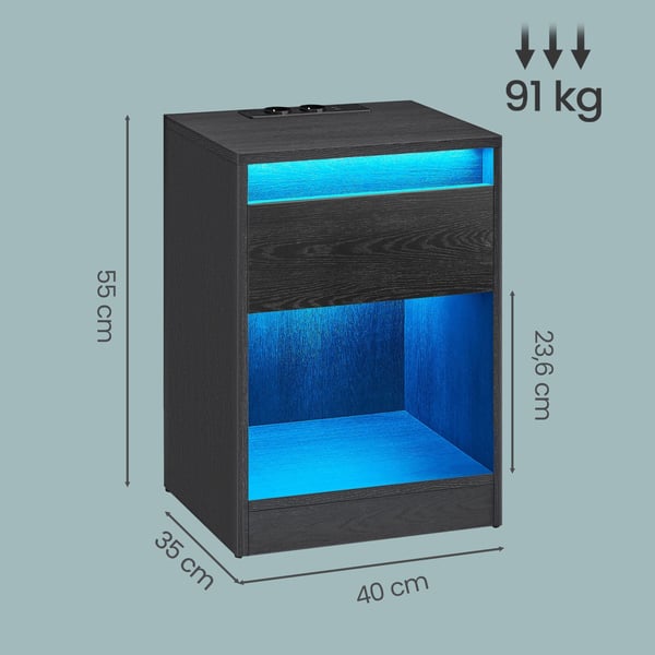 Sengebord, 35,1x40,1x55,1 cm, Sort, MDF