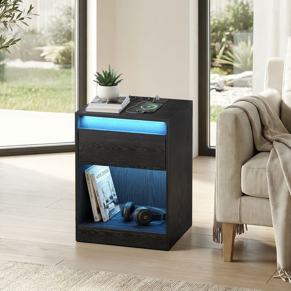 Sengebord, 35,1x40,1x55,1 cm, Sort, MDF