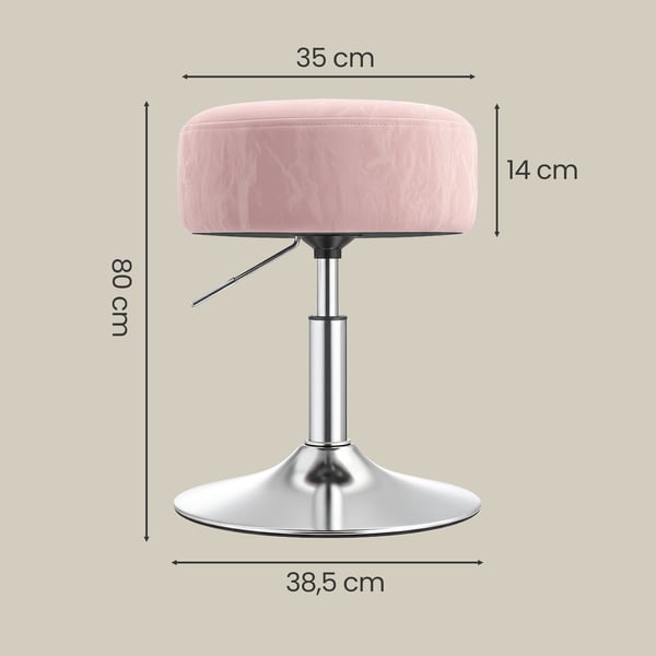 Makeupskammel, 38x38x44-56 cm, Pink, PU