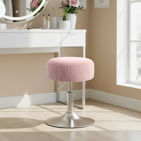 Makeupskammel, 38x38x44-56 cm, Pink, PU