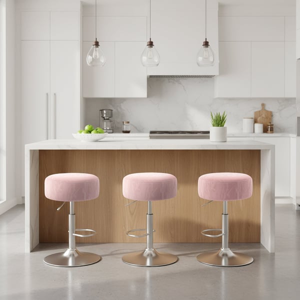 Makeupskammel, 38x38x44-56 cm, Pink, PU