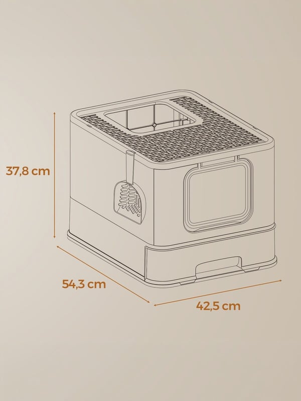 Kattlåda 54,3x42,5x37,8 cm Beige-Grå, plast