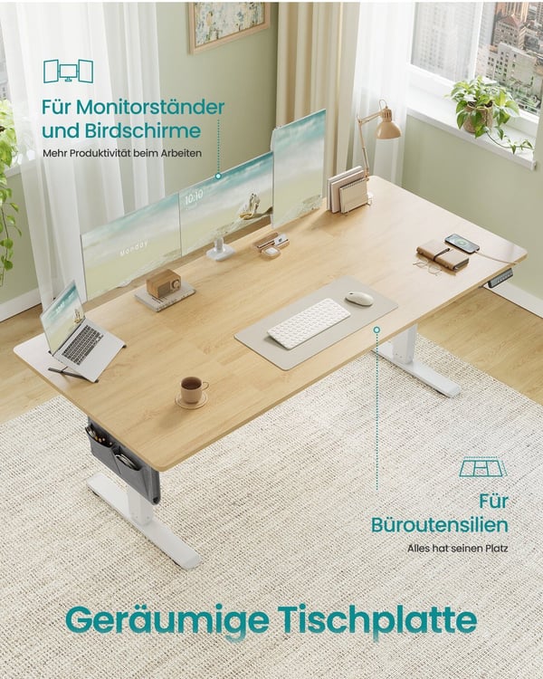 Højdejusterbart skrivebord, 60x120x72-120 cm, eg, elektrisk