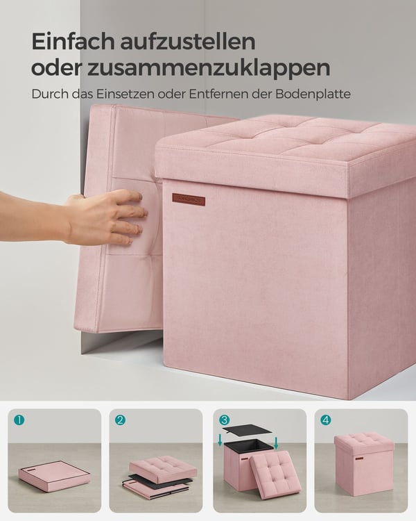 Oppbevaringsbenk, 38x38x38 cm, Rosa