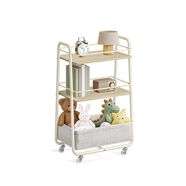 Serveringsvogn, 43x30x81 cm, Beige, stof