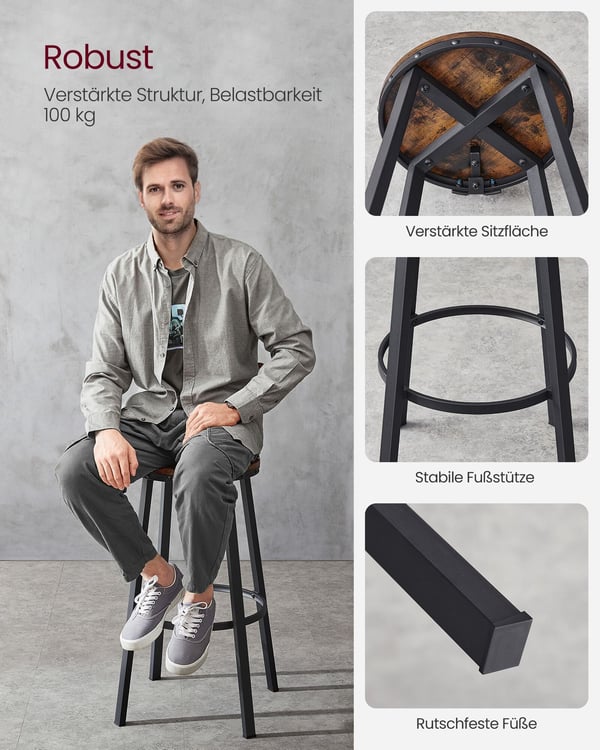 Barstolset, 54x99 cm, Brun Svart