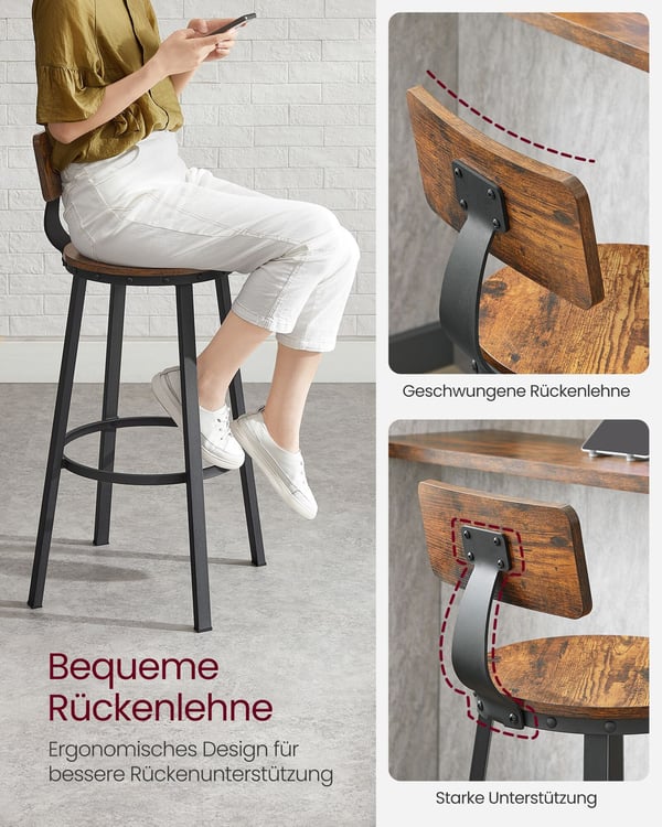 Barstolset, 54x99 cm, Brun Svart