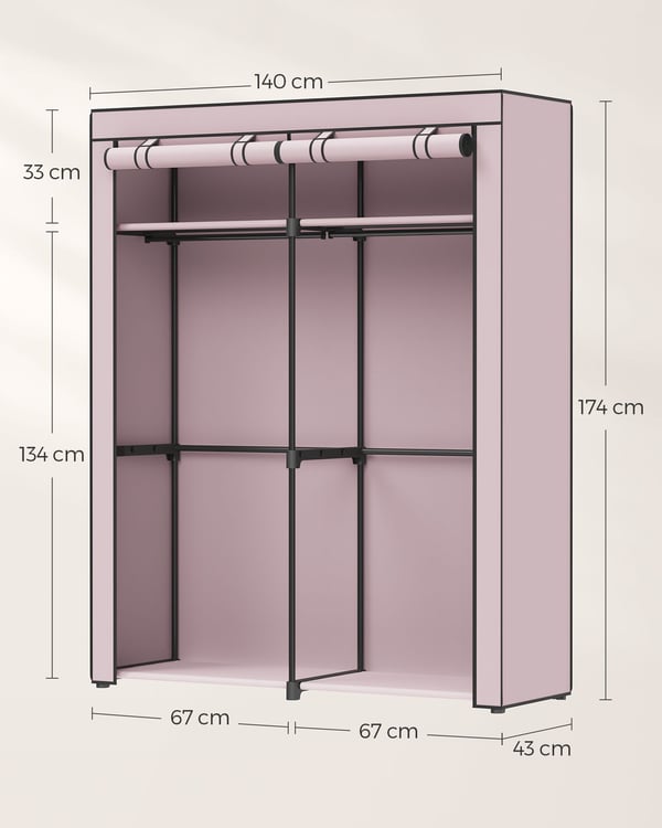 Garderob, 140x43x174 cm, Lavendel
