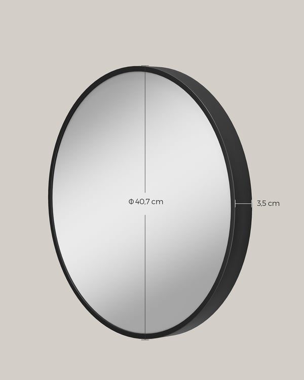 Veggspiegel, 40,7 cm diameter, svart
