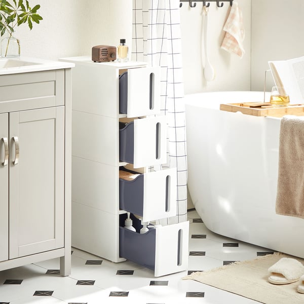 Niche hylde med hjul, 45x17x83 cm, hvid
