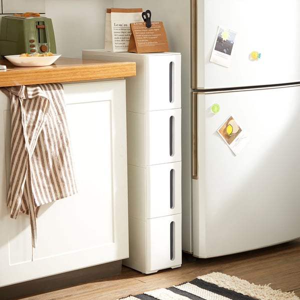 Niche hylde med hjul, 45x17x83 cm, hvid