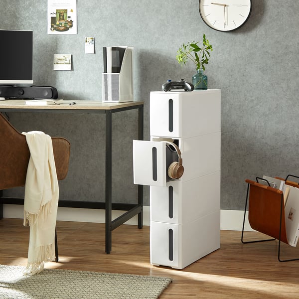 Niche hylde med hjul, 45x17x83 cm, hvid