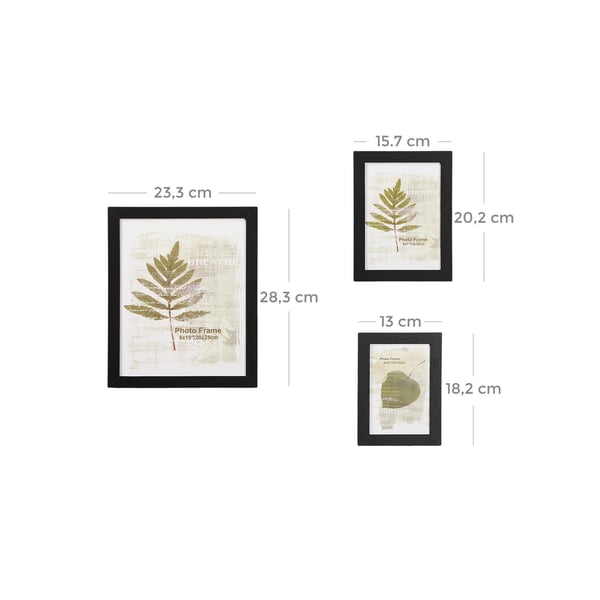 Bilderammer sett, 20x25 cm, 13x18 cm, 10x15 cm, Svart