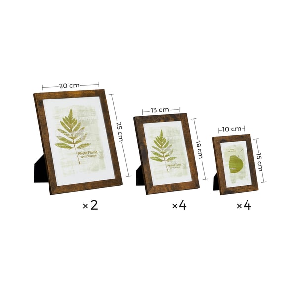 Fotoramme sett, 10 deler, 20x25 cm 13x18 cm 10x15 cm, Brun