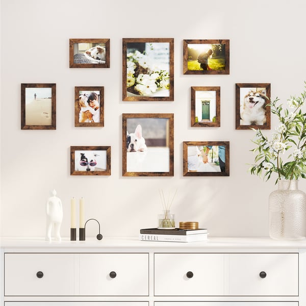 Fotoramme sett, 10 deler, 20x25 cm 13x18 cm 10x15 cm, Brun