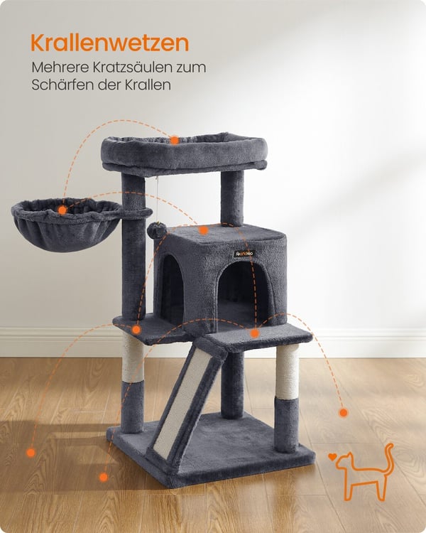 Kattetre, 48x48x96 cm, Grå