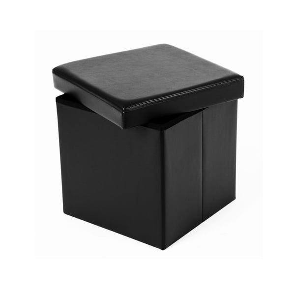 Opbevaringspuf, foldbar, 38x38x38 cm, sort