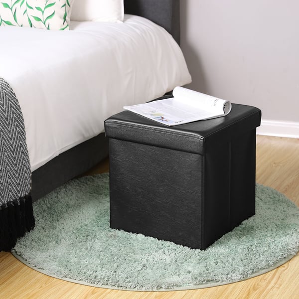 Opbevaringspuf, foldbar, 38x38x38 cm, sort