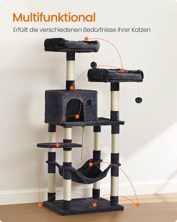 Kattetræ, 55x45x143 cm, Grå