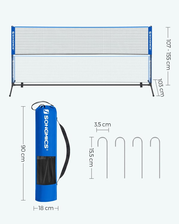 Badmintonnettsett, 400x107x103 cm, Svart