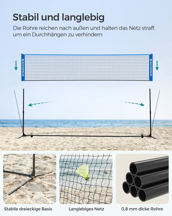 Badmintonnettsett, 400x107x103 cm, Svart