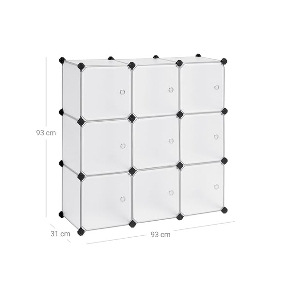 Hyllesystem, 93x123x31 cm, Hvit