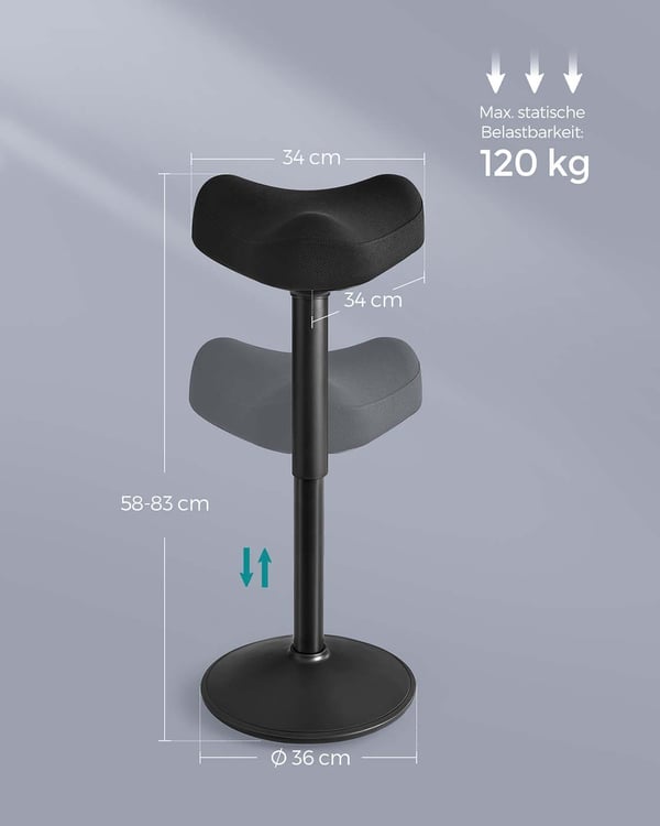 Svingkrakk, Justerbar høyde 58-83 cm, Svart