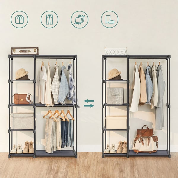 Garderobe, 112x43x165 cm, Sort