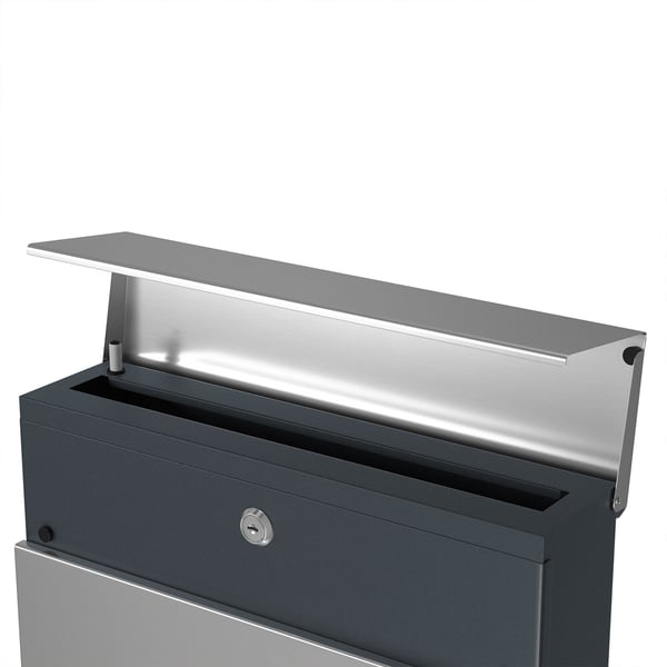 Postkasse, 37x10.5x36 cm, Sølv
