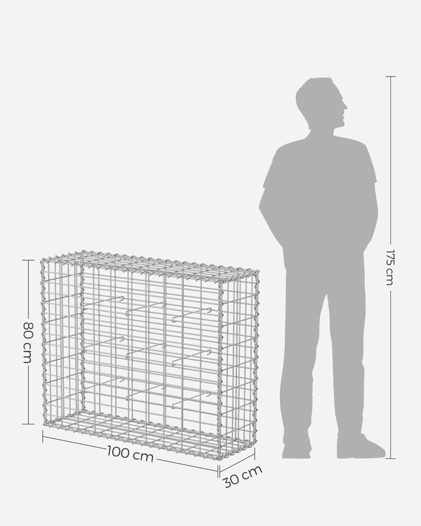 Gabionkorg, 100x80x30 cm, Silver