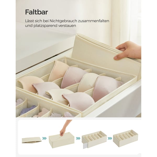 Oppbevaringsbokser, Skuffeorganisator, 32x32x10 cm, Beige