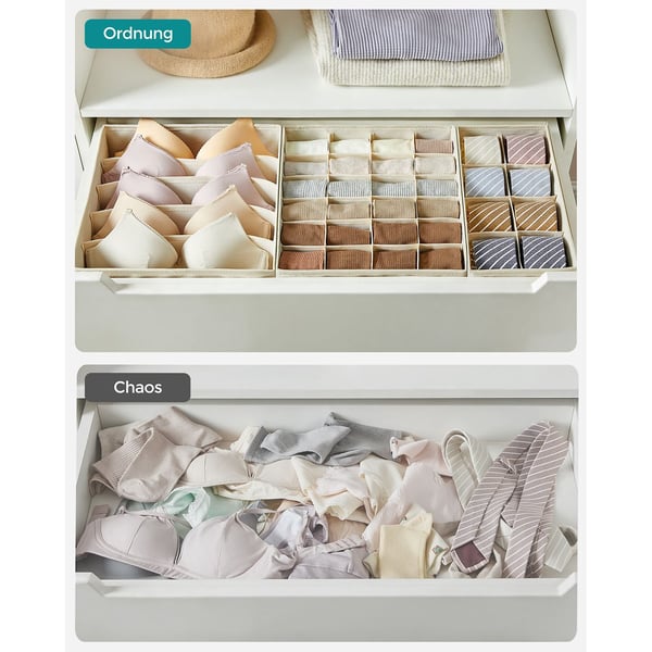 Oppbevaringsbokser, Skuffeorganisator, 32x32x10 cm, Beige