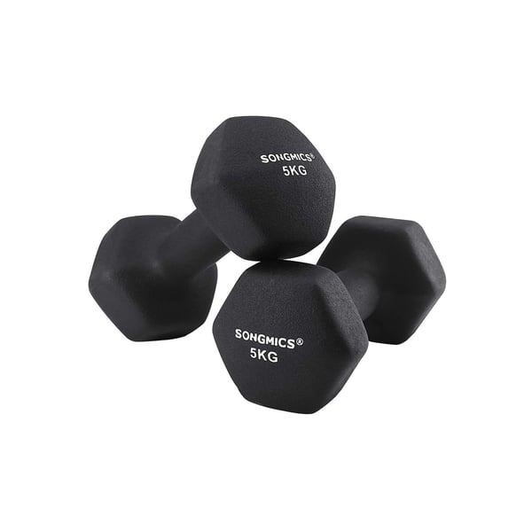Håndvægte, 5 kg, mat belægning, sort
