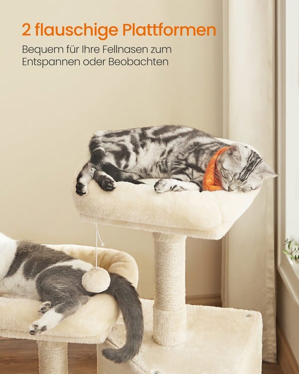 Kattetræ, 50x35x115 cm, Beige