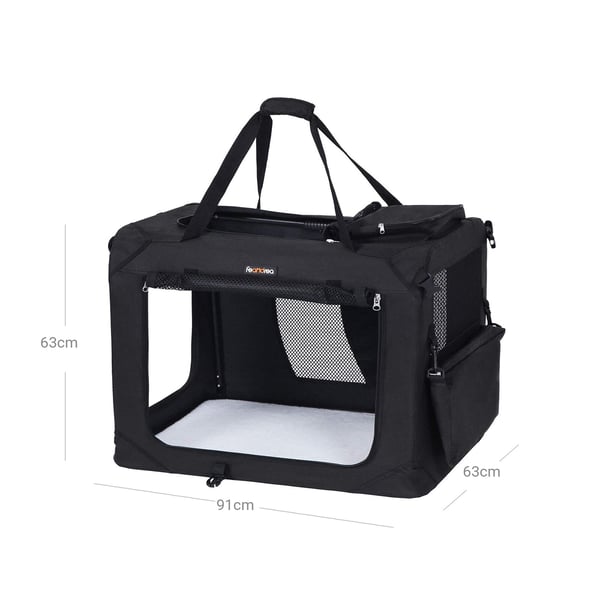 Hundebur, Sammenleggbart Oxford-stoff, 91x63x63 cm, Svart