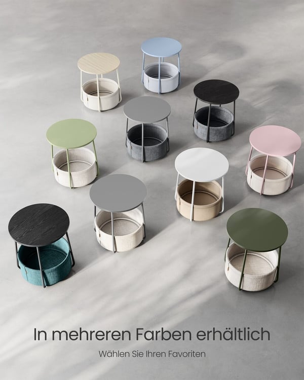 Sidebord, Rund, Hvid Beige