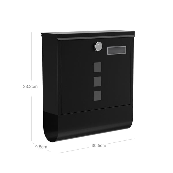 Postkasse, 30.5x9.5x33.3 cm, Svart