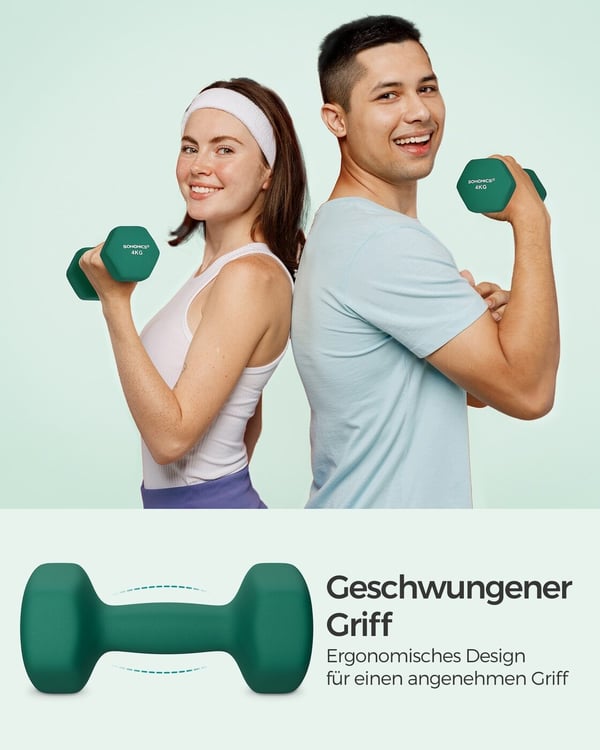 Håndvægte, 2 stk. sæt, 4 kg, Sort