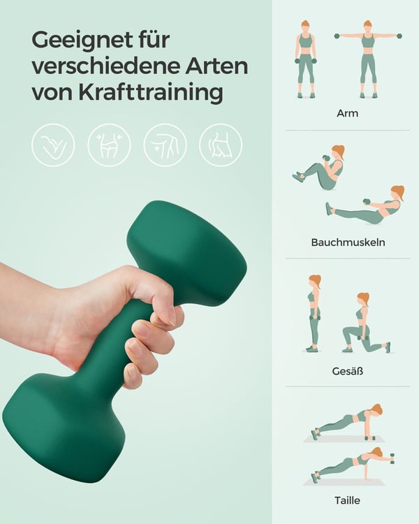 Håndvægte, 2 stk. sæt, 4 kg, Sort