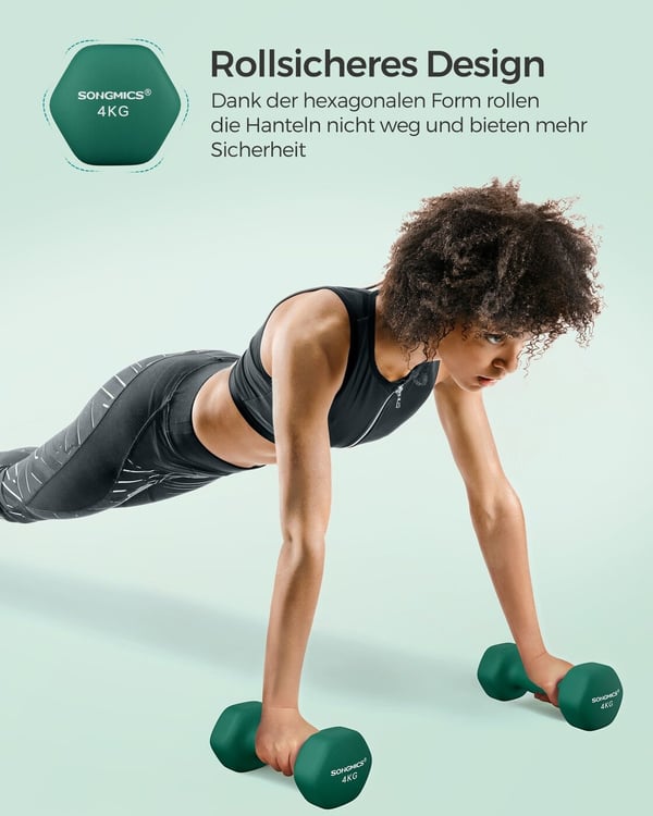 Håndvægte, 2 stk. sæt, 4 kg, Sort
