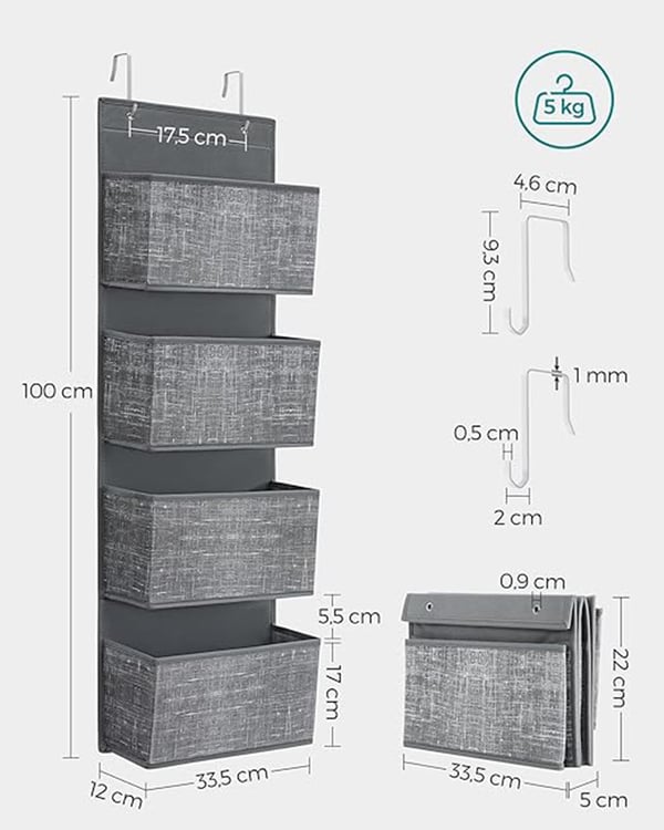 Hengende oppbevaring, 33,5x12x100 cm, grå