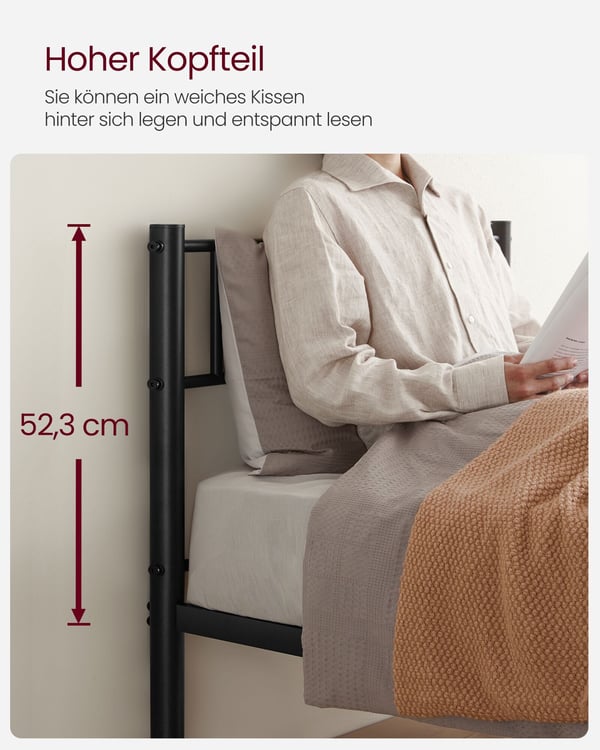 Enkel sengeramme, 208x91,8x86,4 cm, svart