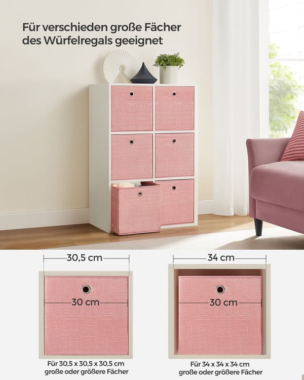 Opbevaringskasser, 30x30x30 cm, Pink