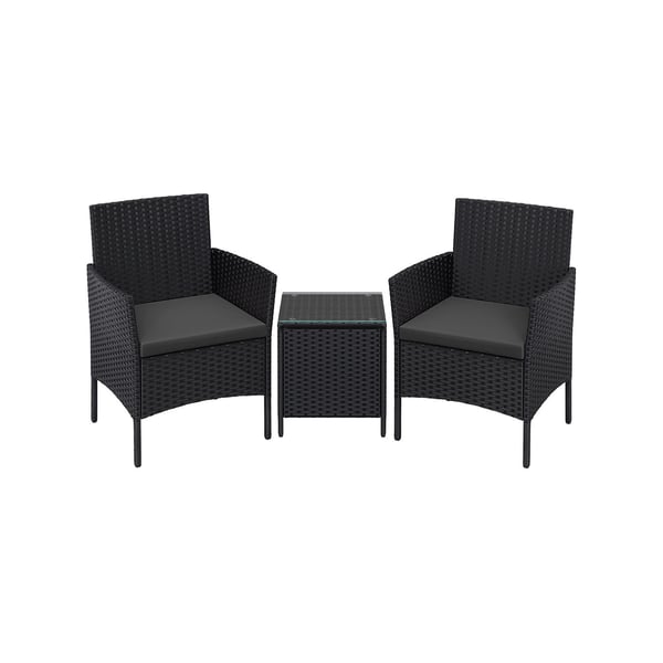 Utemøbelsett, loungesett med bord og 2 stoler, 56,5x54,5x81,5 cm, svart