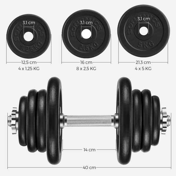 Håndvægt sæt, 50 kg, Sort