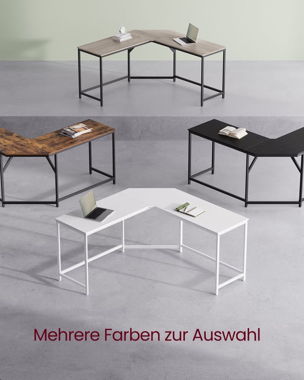 Hjørneskrivebord, 149x149x76 cm, Hvit