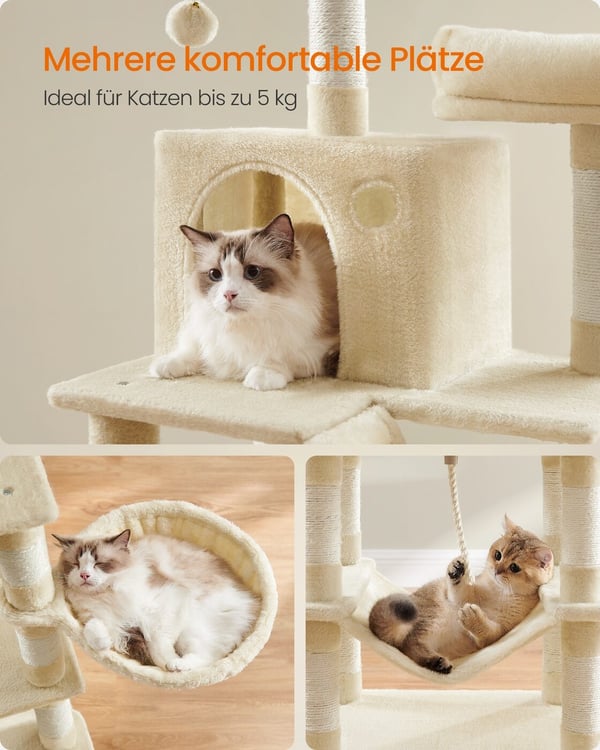 Kattetræ, 55x45x168 cm, Beige