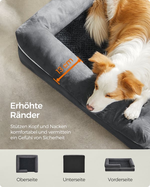 Ortopedisk hundeseng, 91x71x25 cm, mørkegrå