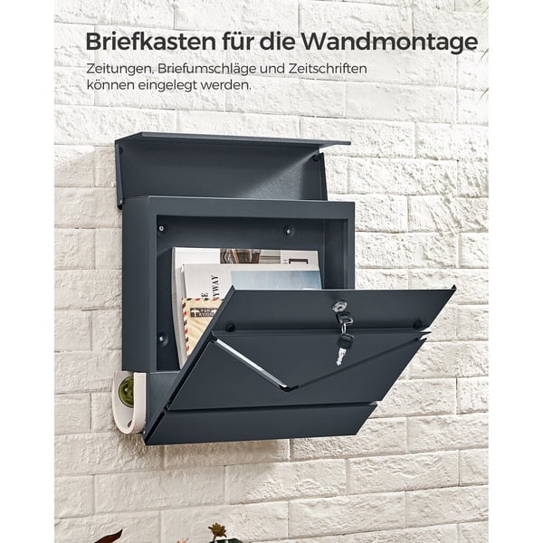 Postkasse, 37x10,5x37 cm, Antrasitt
